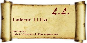 Lederer Lilla névjegykártya
